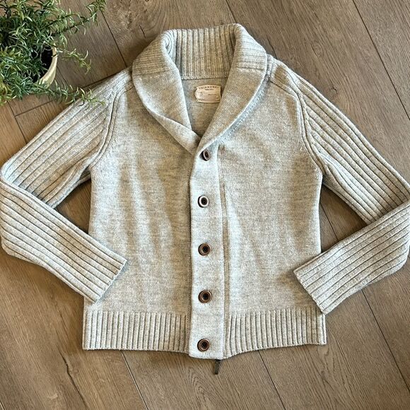 EUC 7 DIAMONDS GRAY KNIT COLLARED CARDIGAN INSANE QUALITY MENS SIZE SMALL - Picture 2 of 9